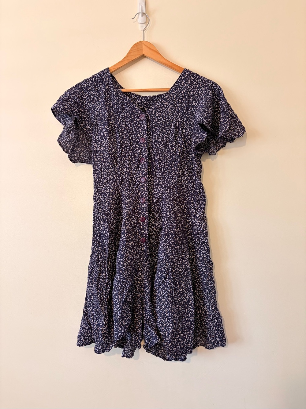 90s Rampage Navy Floral Button-Front Romper